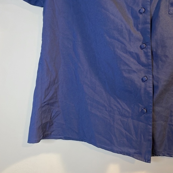 Vintage navy blue button down short sleeve blouse - Picture 8 of 12